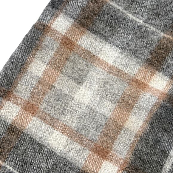 Joseph & Feiss Wool Plaid Scarf British Heritage Preppy Academia Neutral - Picture 6 of 6